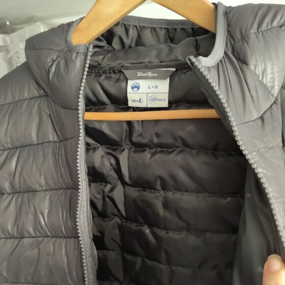 WIND RIVER Mid-length Puffer Parka Light-weight Hooded Jacket Gray Fall Winter - Picture 9 of 16